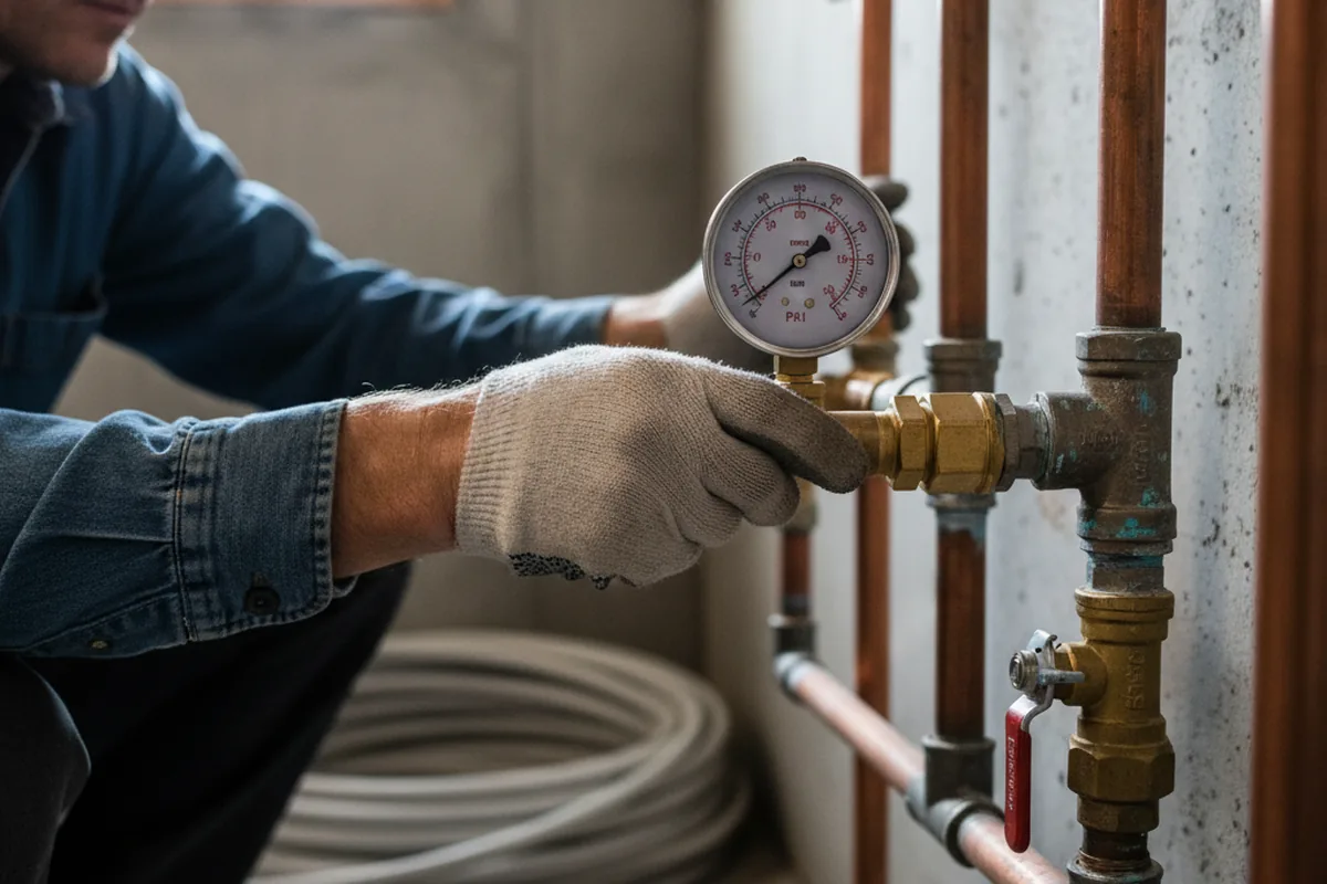 Pressure testing a repaired line during Water Line Repair in Ephraim